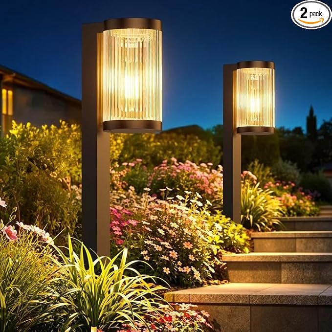 Solar Pathway Lights Outdoor, 2 Pack Upgraded Outdoor Solar Lights for Outside Super Bright Up to 15Hrs, IP65 Waterproof Solar Garden Lights for Sidewalk Driveway Decor Landscape Ligthting