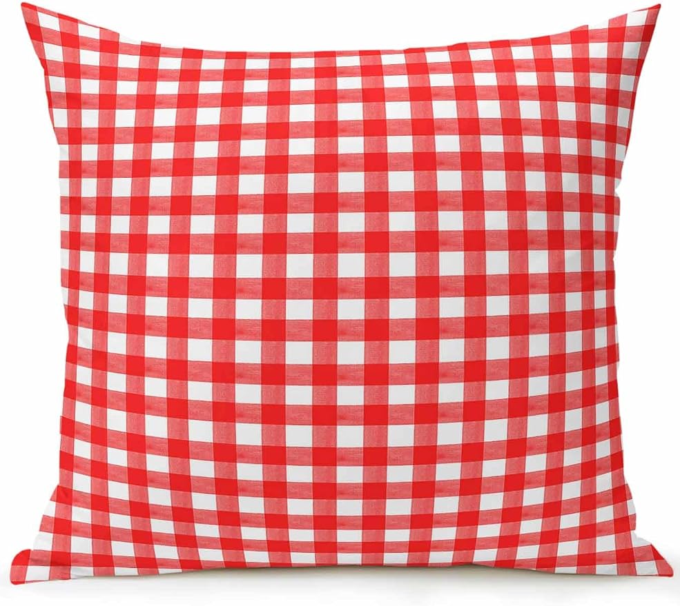 Outdoor Waterproof Throw Pillows Country Red Buffalo Plaid Patio Pillows,Decorative Pillow Covers with Insert,Pillow Cushion Case for Garden Couch Sofa Classic Gingham Check