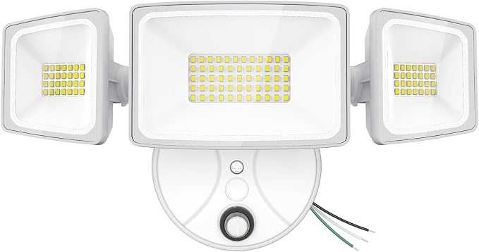 Onforu 80W LED Dusk to Dawn Flood Lights,8000LM White Exterior Security Outdoor Lighting,IP65 Waterproof Outdoor 3 Adjustable Heads Photocell Light Fixture,6500K Floodlight for Garage,Patio,Yard