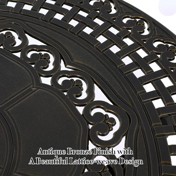 Patio Dining Table,Cast Aluminum Patio Table with Umbrella Hole, Outdoor Bistro Table for Backyard, Garden, Patio