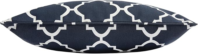 Outdoor Lumbar Pillows Water Resistant 12x20 inch,Decorative Throw Pillow Set of 2 with Insert,Hidden Zipper Headrests for Patio Furniture Sofa Couch Chair(Blue Geometry)