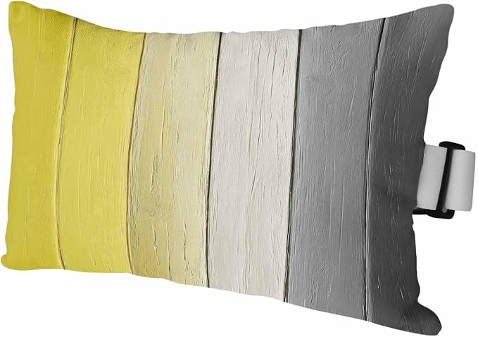 Yellow Gray Ombre Outdoor Pillows for Chaise Lounge Chair Waterproof Lumbar Pillows with Insert&Strap Beach Headrest Pillow Vintage Country Wooden Recliner Neck Pillow for Patio Pool 11"x16"