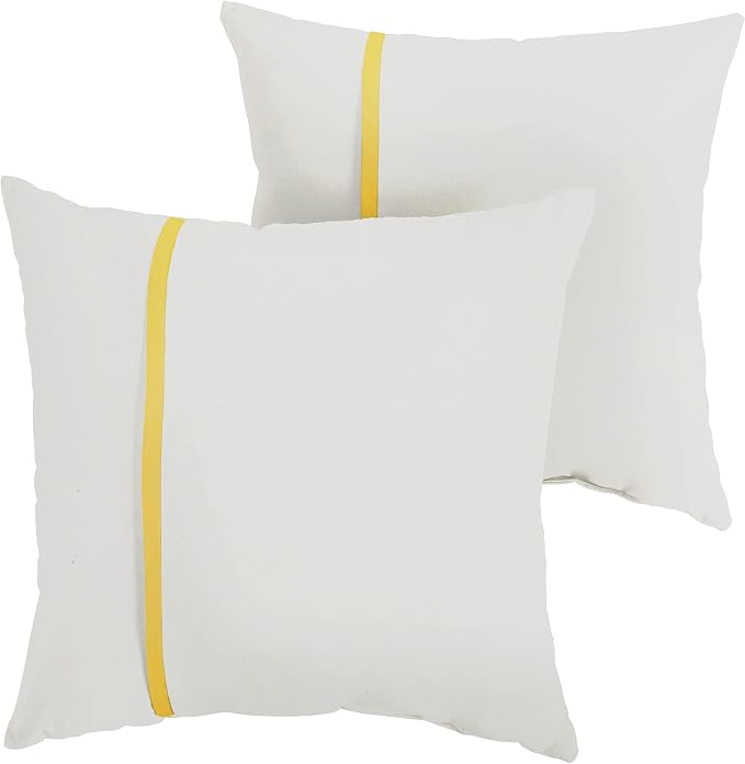 Sorra Home x Sunbrella - Indoor Outdoor Square Pillows, Set of 2, 16x16, Canvas Natural Ivory & Sunflower Yellow