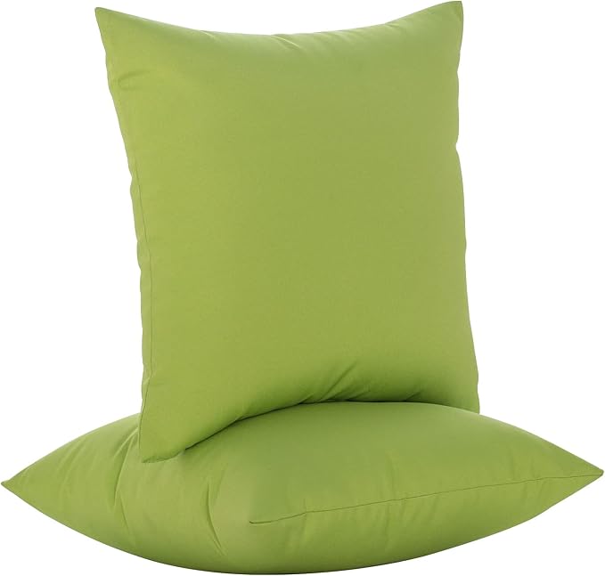 JMGBird Water-Resistant Outdoor Pillows Set of 2, 18x18 inch Durable Pure Green Throw Pillows with Inserts for Patio Furniture