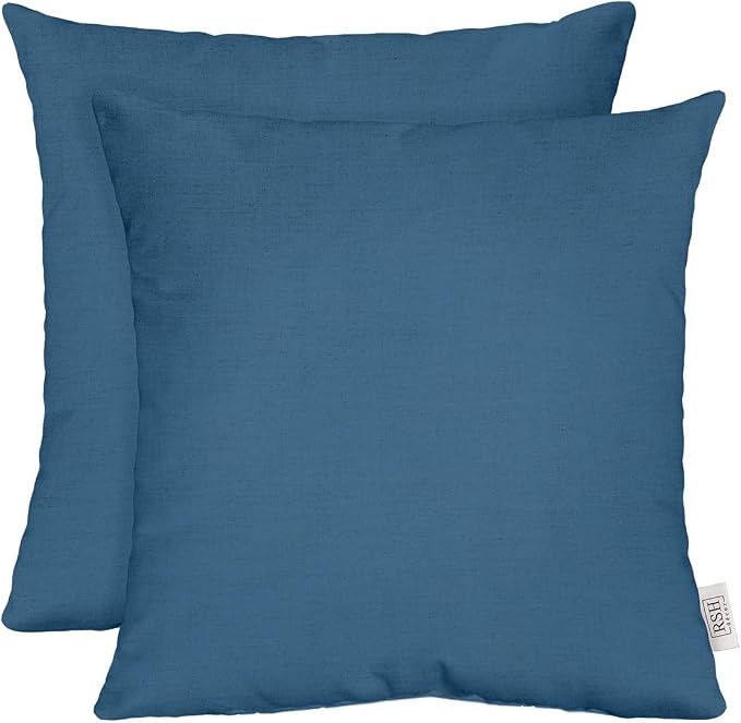 RSH DECOR Square Throw Pillows Set of 2, 17x17 Inch Decorative Pillows for Couch, Water-Resistant Patio Furniture Pillows, All-Weather Spun Fabric, Canvas Regatta - Made in USA