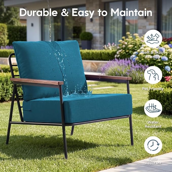 Luxury 22*24*6in Outdoor Patio Cushions, 8 Pieces Malachite Outdoor Cushion | 6'' Thick Outdoor Cushions, Water-Resistant, Reversible, Removable Cover, for Patio Chairs Sofa Couch Loveseat
