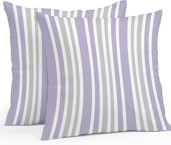 Light Purple Grey Stripe Outdoor Pillow Covers 20x20 Inch Throw Pillow Covers Set of 2 Waterproof Decorative Pillow Cases Farmhouse Minimalist Striped Cushion Covers for Patio Furniture Garden Couch