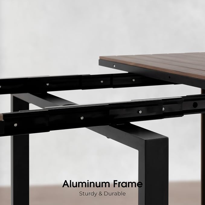 Transformer Table - Extendable Outdoor Dining Set up to 12 Seats, Expandable Patio Table, Weather-Resistant Patio Furniture, Outdoor Furniture, Dark Walnut, Brown (Table + Bench)