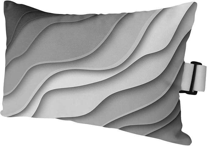Geometric Ombre Lounge Pillows Outdoor, Aesthetic Black Grey White Gradient Abstract Head Pillows, Modern Waterproof Patio Furniture Lumbar Pillows with Adjustable Elastic Strap for Recliner Beach