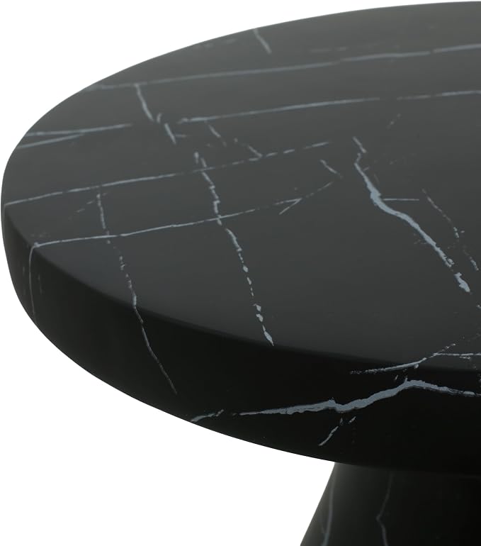 Outdoor Side Table 20" Hourglass Shape Concrete Side Table, Patio Tables for Outside Decorative Garden Stools, No Assembly Accent Table for Patio Porch Living Room, Black
