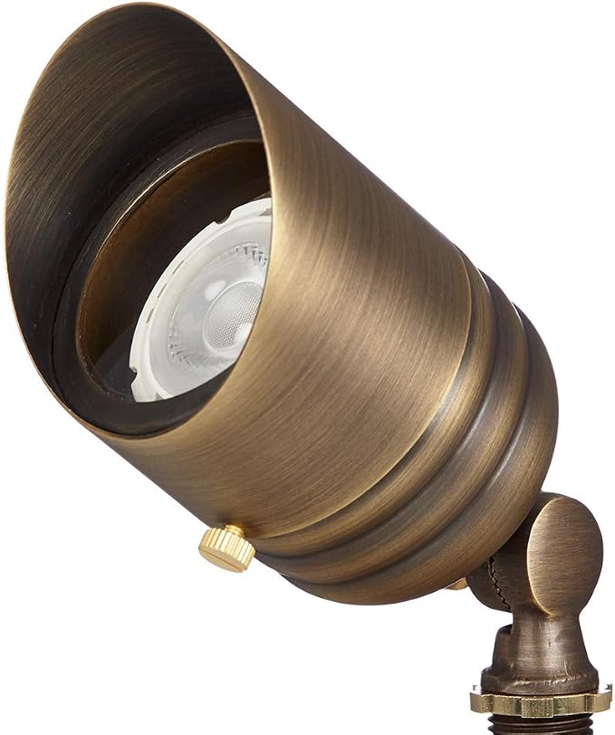 VOLT Fat Boy 12V Brass Outdoor Spotlight (Bronze) for Landscape Lighting | Lamp Ready, Low Voltage Uplight for Yard, Lawn, Garden, Patio, Trees & House