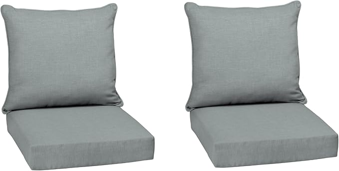 Arden Deep Seat Outdoor Chair Cushion Set (2-Pack), 24 in x 24 in, Weather-Proof, Rain-Proof, Fade Resistant Patio Cushion Set for Chair, Sofa, and Couch Stone Grey Leala | Outdoor Sofa, Couch, Conversation Set, Weather-Proof, Rain-Proof, Fade Resistan...