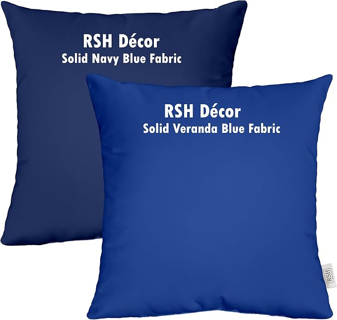RSH DECOR: Tufted U-Shapes & Lumbars 2 of Each | 19” x 19” & 20" x 12" | Water-Resistant Spun Fabric | Outdoor Wicker Cushions & Support Pillows for Patio Furniture | Navy