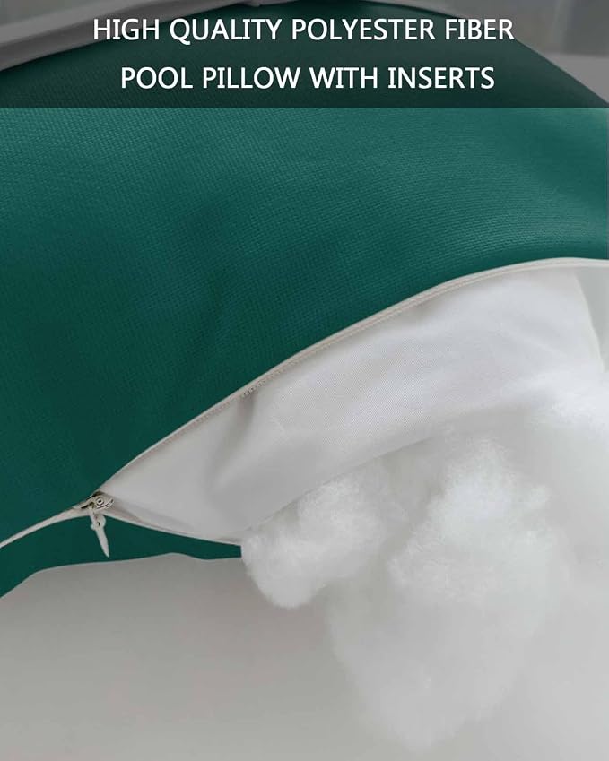 DecorLovee Dark Green Outdoor Recliner Pillows for Head, Modern Pure Green Waterproof Chair Pillow with Elastic Stripe, Farmhouse Chaise Lounge Headrest Pillow for Patio/Beach/Pool 1Pack, 11"x16"