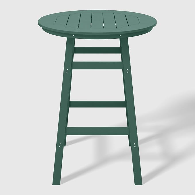 WestinTrends Malibu Outdoor 35" HDPE Round Patio Bar Height Table, Dark Green
