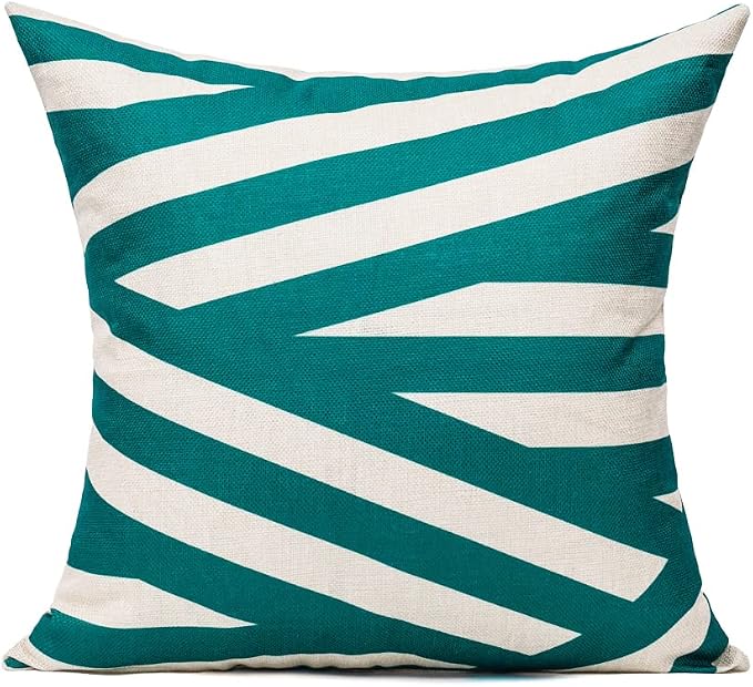All Smiles Teal Throw Pillow Covers Case Outdoor Decorative Turquoise Cushion 20x20 Set of 4 Cotton Linen Square for Home Decor Sofa Couch Bed