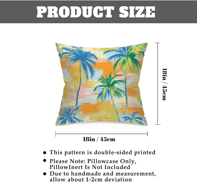 Waterproof Outdoor Pillow Covers Patio Throw Pillow Cases 18x18 PalmTrees | Decorative Throw Pillows Patio Cushion Covers Set of 2, Outdoor Pillow Inserts Cover for Couch Chair