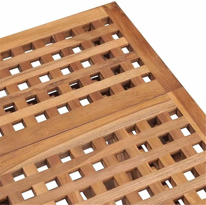 BOWERY HILL Contemporary 3-Piece Patio Dining Set, Solid Teak Wood in Polished Teak/Taupe Finish, Foldable Square Table with 2 Cushioned Chairs, Compact Outdoor Furniture for Garden or Small Spaces
