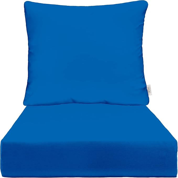 RSH DECOR: Sunbrella Deep Seating Cushion with Pillow Back | 25” x 25” Seat | Water and Fade-Resistant Performance Fabric | Outdoor Chair Cushion Set for Patio Furniture | Canvas Black - Made in USA