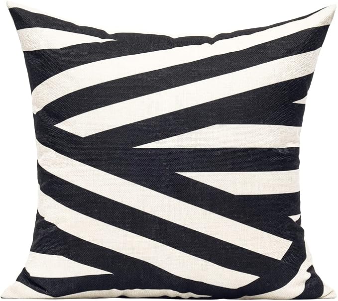 All Smiles Outdoor Waterproof Throw Pillow Covers 16X16 Set of 4,Black Beige Decorative Cushion Covers Boho Decorations Outside for Patio Furniture Porch Seat Chair Couch Sofa Living Room Geometric