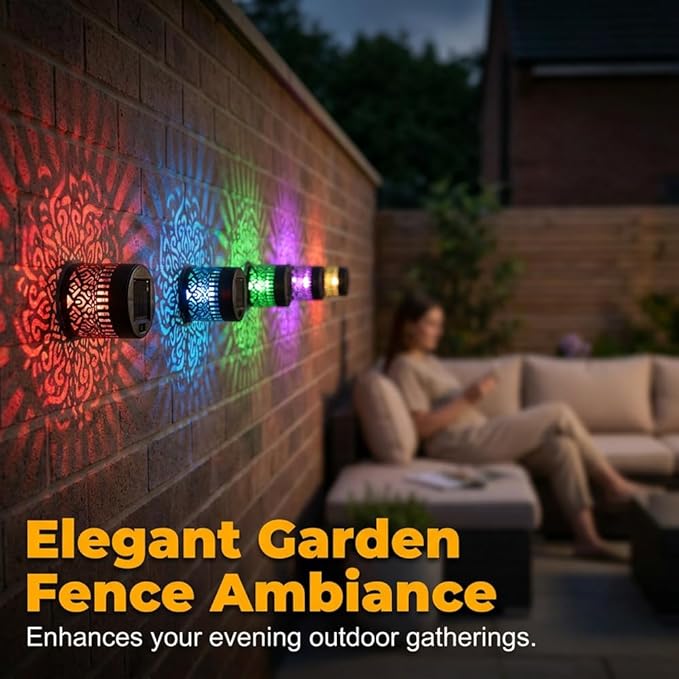 Decorative Solar Mandala Lights, Metal Solar Powered Outdoor Wall Lights Solar Powered Deck Step Stair Light, Waterproof Mandalas Fence Light for Garden Yard Backyard Post Patio Decor (2, Flower)