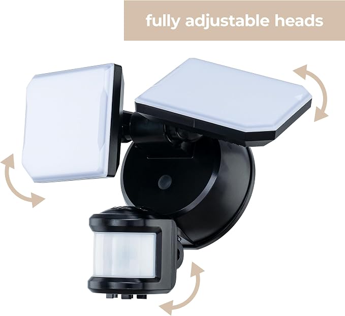 Guardian Flood and Security Wall Light with 2 Lights 2,250 Lumens 20 Watts and Programmable Motion and Photo Sensor in Black
