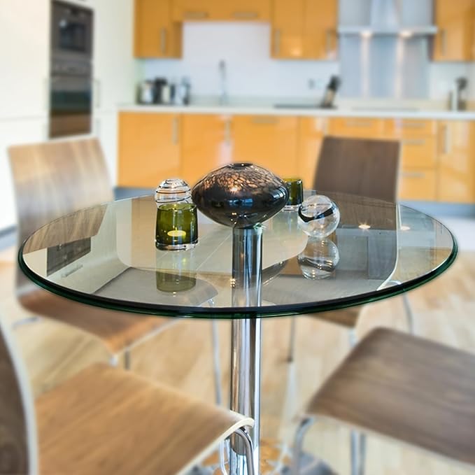 Round Clear Tempered Glass Table Top 36 Inch with 1/2 Inch Thick Ogee Polished Edge Ideal for Tables Desks Workspaces and Outdoor Furniture by Fab Glass and Mirror
