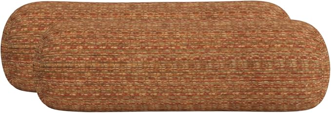 RSH DECOR: Sunbrella Neck Roll Pillows Set of 2 | 24” x 8” | Outdoor Bolster for Patio, Deck, Porch, or Poolside Chairs | Fade & Water-Resistant | Made in USA (Simone Sinnabar)