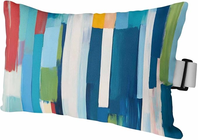 Blue Green White Outdoor Chaise Lounge Head Pillow with Insert,Modern Abstract Gradient Aesthetic Art Waterproof Headrest Lumbar Pillow Cusion Cover with Elastic Strap for Patio Recliner,11"x16" 1PCS