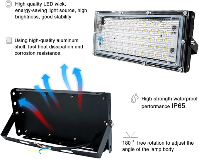 LED Flood Light Spotlight 100W 50W Outdoor Waterproof Reflector Floodlights Street Wall Lamp Garden Lighting(1pcs,Cool White_100W)
