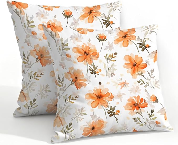 22x22 Inch Outdoor Pillow Covers Set of 2 Waterproof Throw Pillow Covers Decorative Couch Cushion Covers Floral Leaves Square Pillowcases Protectors for Patio Garden Sofa