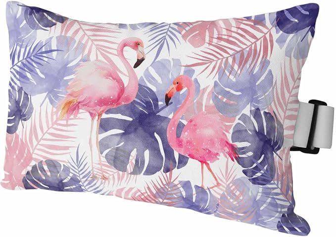 Outdoor Lumbar Pillow Set of 1, Flamingos Waterproof Beach Headrest Pillow with Inserts, Purple Summer Monstera Leaves Tropical Vintage Recliner Throw Pillows for Patio Furniture, 12 x 20