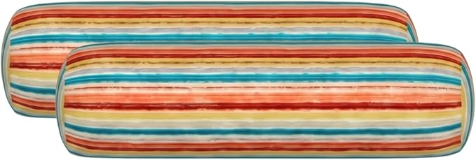 RSH DECOR: Neck Roll Pillows Set of 2 | 20” x 6” | Outdoor Bolster for Patio, Deck, Porch, or Poolside Furniture | Water & Fade-Resistant | Made in USA (Espy Fresh)