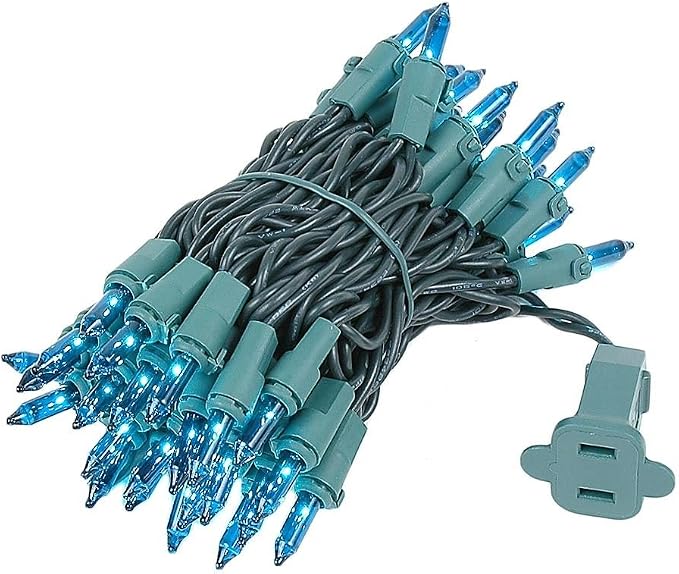 Novelty Lights 11 Feet 50 Bulbs Teal Incandescent Mini Christmas Lights