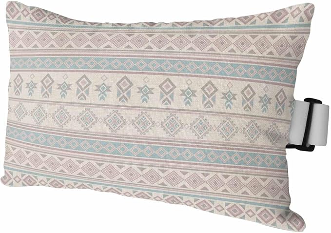 Outdoor Lumbar Pillow Set of 1, Blue Grey Boho Striped Waterproof Beach Headrest Pillow with Inserts, Southwestern Ethnic Tribe Vintage Recliner Throw Pillows for Patio Furniture, 12 x 20