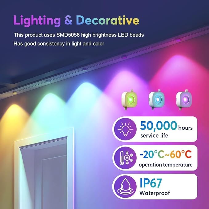 RaThun Permanent Outdoor Lights, 300ft Smart RGB+IC LED Lights Outside with 16 Million DIY Colors, IP67 Waterproof Eternity Eaves Lighting for Christmas Halloween Holiday Daily Decorations