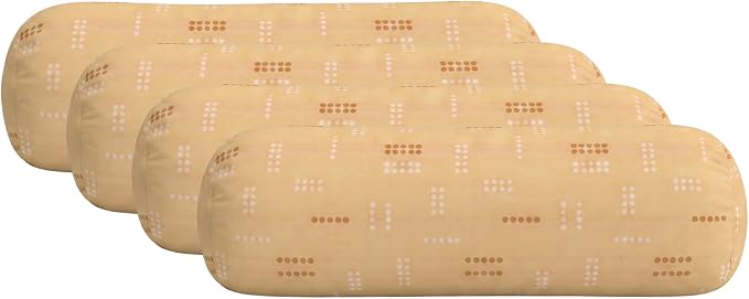 RSH DECOR: Sunbrella Neck Roll Pillows Set of 4 | 24” x 8” | Outdoor Bolster for Patio, Deck, Porch, or Poolside Chairs | Fade & Water-Resistant | Made in USA (Jot Dot Sunshine)