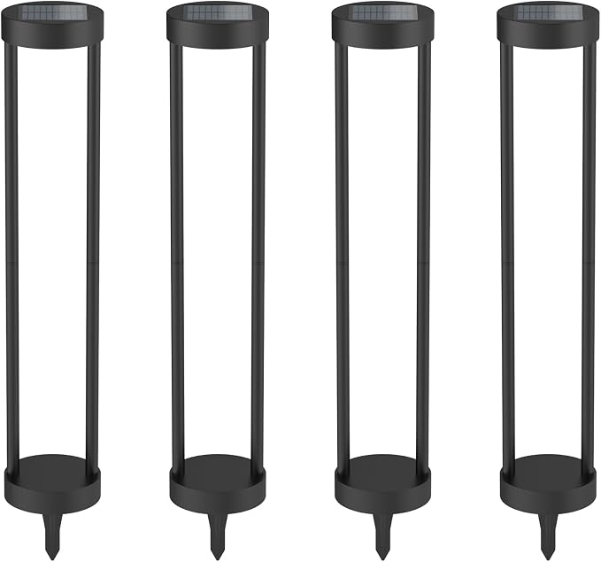Solar Floor Lamp, Modern Outdoor Bollard Light for Garden Landscape (24" H - 4Pack)