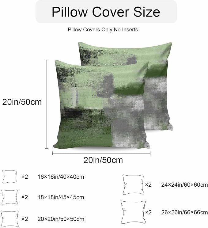 Green Ombre Waterproof Outdoor Pillow Covers Set of 2 Home Decor, Farmhouse Abstract Mottled Texture Art Pillowcase Patio Pillow Covers for Couch Bench Furniture Garden 20x20in