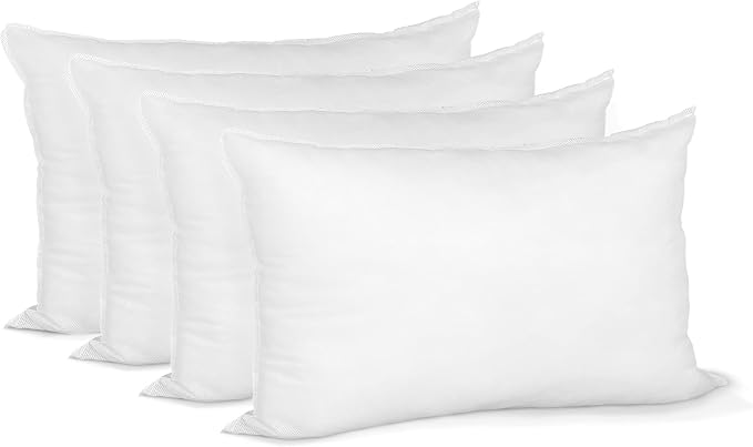 Hometex Canada Pillow Insert 14" x 20" Indoor Outdoor Polyester Filled Standard Cover (4 Pack)