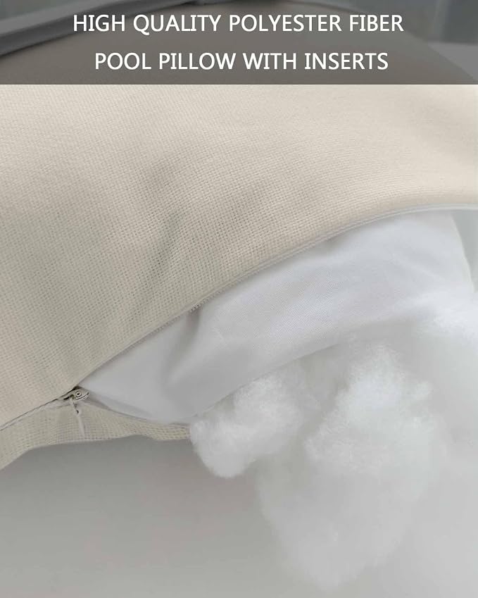 DecorLovee Cream Outdoor Recliner Pillows for Head, Modern Pure Cream Waterproof Chair Pillow with Elastic Stripe, Farmhouse Chaise Lounge Headrest Pillow for Patio/Beach/Pool 1Pack, 11"x16"