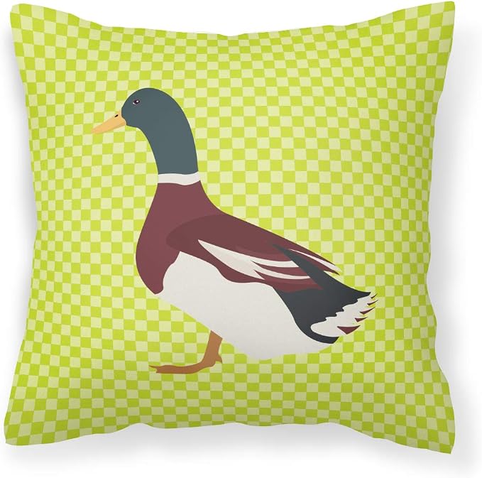 Caroline's Treasures BB7682PW1818 Rouen Duck Green Fabric Decorative Pillow Machine Washable, Indoor Outdoor Decorative Pillow for Couch, Bed or Patio, 18Hx18W