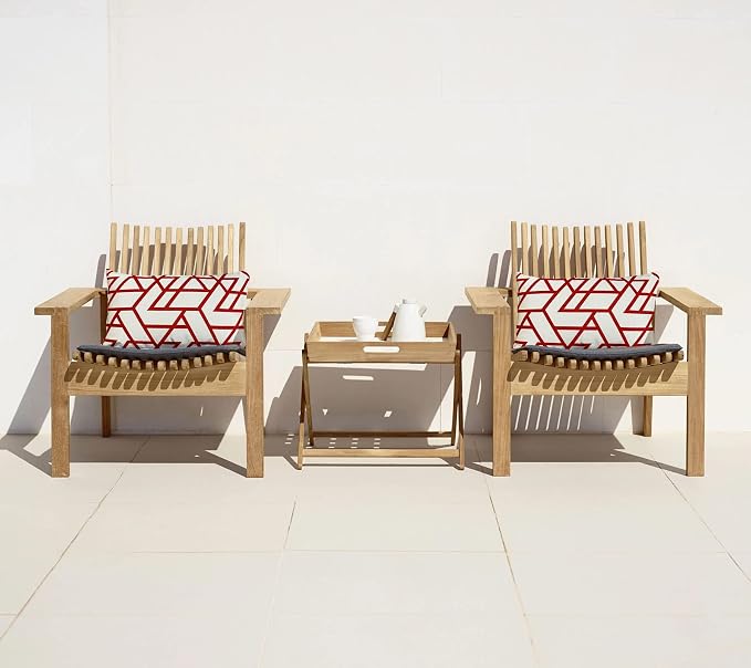 Pack of 2 Outdoor Waterproof Decorative Lumbar Pillows Covers for Patio Furniture, 20x12 Inch Fade Resistant Patio Garden Lumbar Cushion Covers for Couch Bed Sofa, Geometric Red