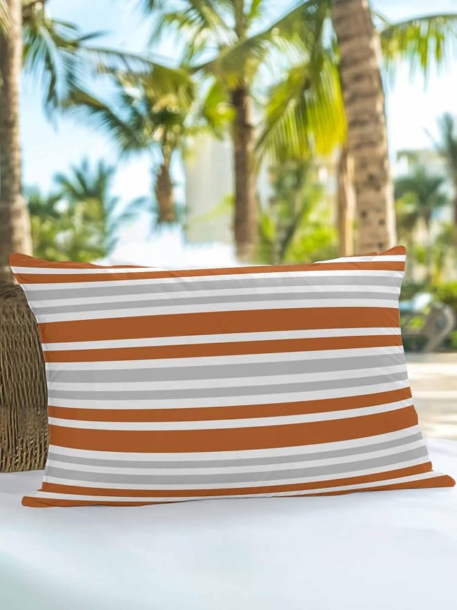 Outdoor Waterproof Throw Pillows Abstract Modern Stripes Patio Pillows,Decorative Pillow Covers with Insert,Pillow Cushion Case for Garden Couch Sofa Orange White Gray