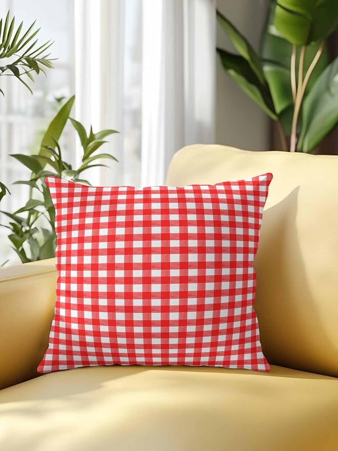 Outdoor Waterproof Throw Pillows Country Red Buffalo Plaid Patio Pillows,Decorative Pillow Covers with Insert,Pillow Cushion Case for Garden Couch Sofa Classic Gingham Check