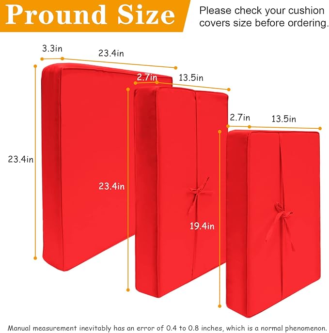 14 Piece Outdoor Patio Cushion Covers, Red | Replacement, Cushion Slipcovers, Water-Resistant, With Zipper