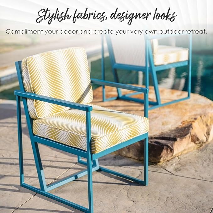 RSH DECOR: Sunbrella Deep Seating Cushion with Pillow Back | 25” x 25” Seat | Water and Fade-Resistant Performance Fabric | Outdoor Chair Cushion Set for Patio Furniture | Canvas Rust - Made in USA