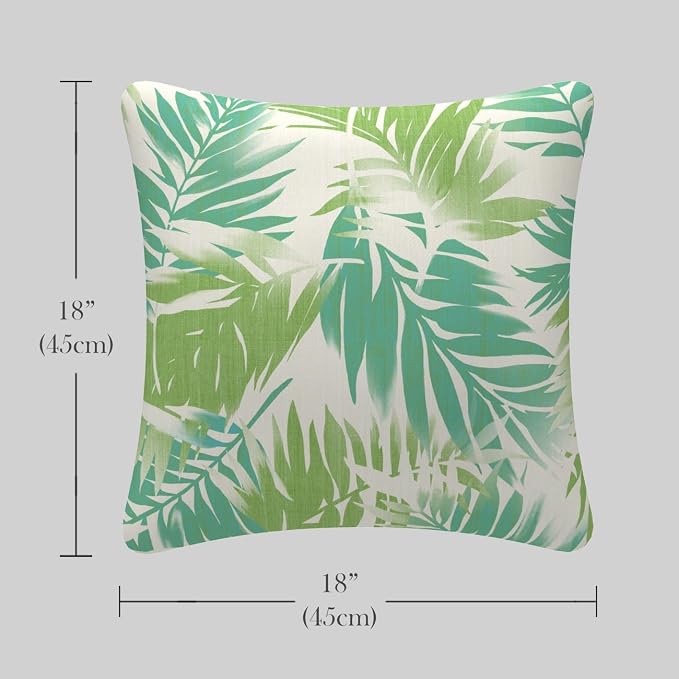 Pack of 2 Outdoor Waterproof Decorative Throw Pillow Covers for Patio Furniture, 18x18 Inch Square Fade Resistant Patio Garden Cushion Covers for Couch Bed Sofa, Leaves Green