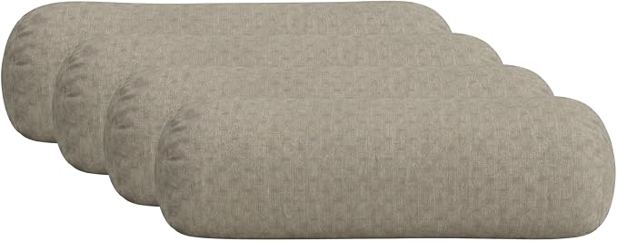 RSH DECOR: Sunbrella Neck Roll Pillows Set of 4 | 24” x 8” | Outdoor Bolster for Patio, Deck, Porch, or Poolside Chairs | Fade & Water-Resistant | Made in USA (Dots Nice Shale)