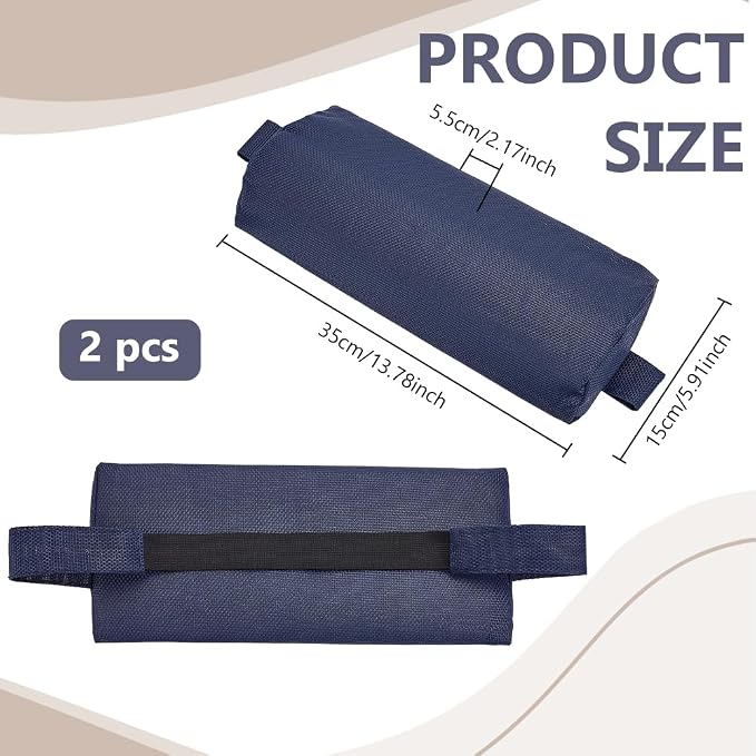 BENECREAT 2Pcs Outdoor Chaise Lounge Head Pillow, Outdoor Patio Pillows with Adjustable Strap for Patio Chair Recliner Head Support, Prussian Blue